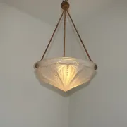 French Vintage Art Deco White Glass Abstract Platformier Ceiling LIght