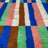 Berber carpet boujad colorful blue majorelle green brown peach