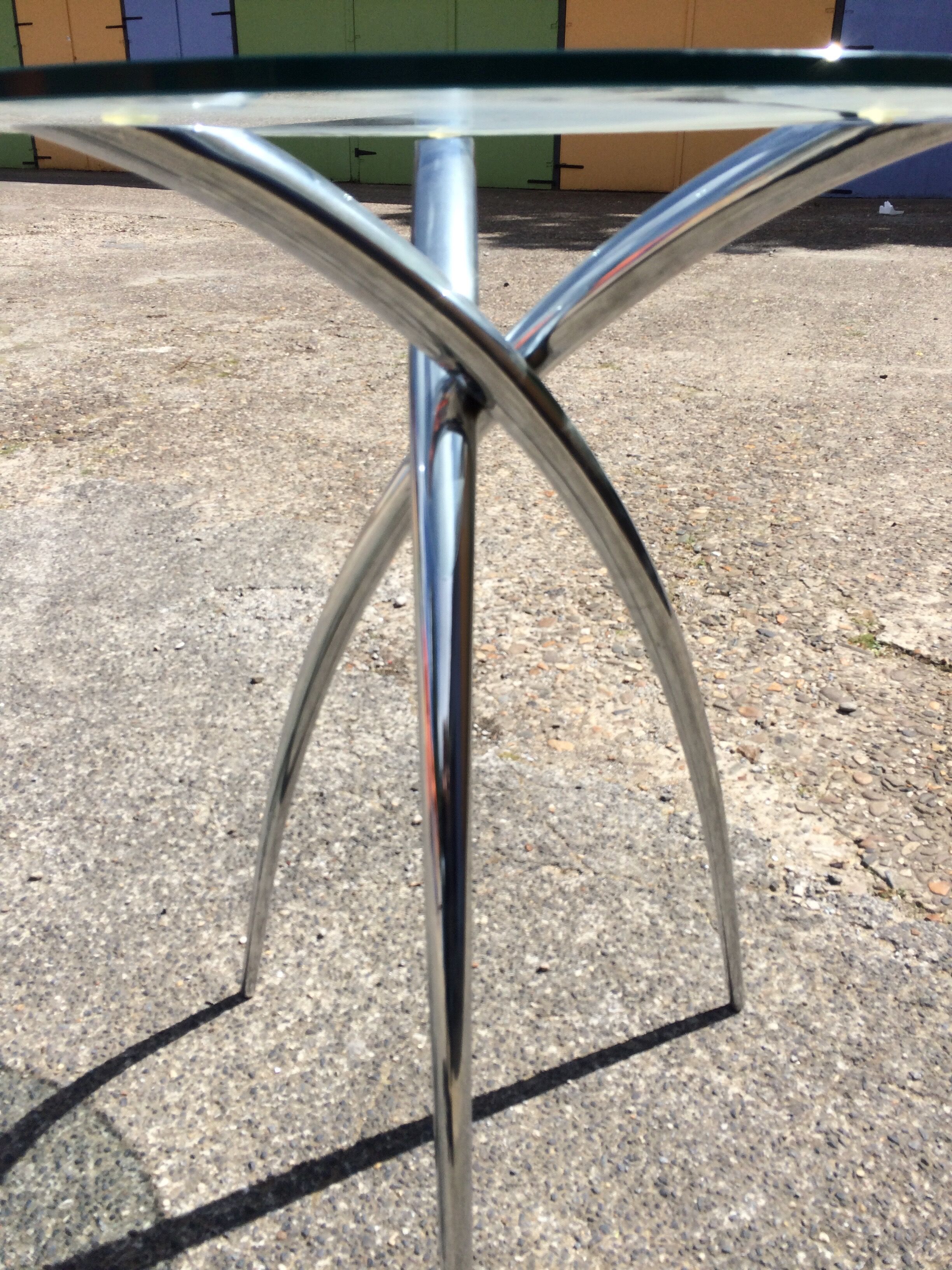 Side table, chrome glass tablet 1980s