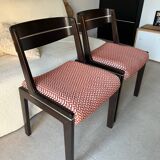 Set of 2 wooden and fabric chairs