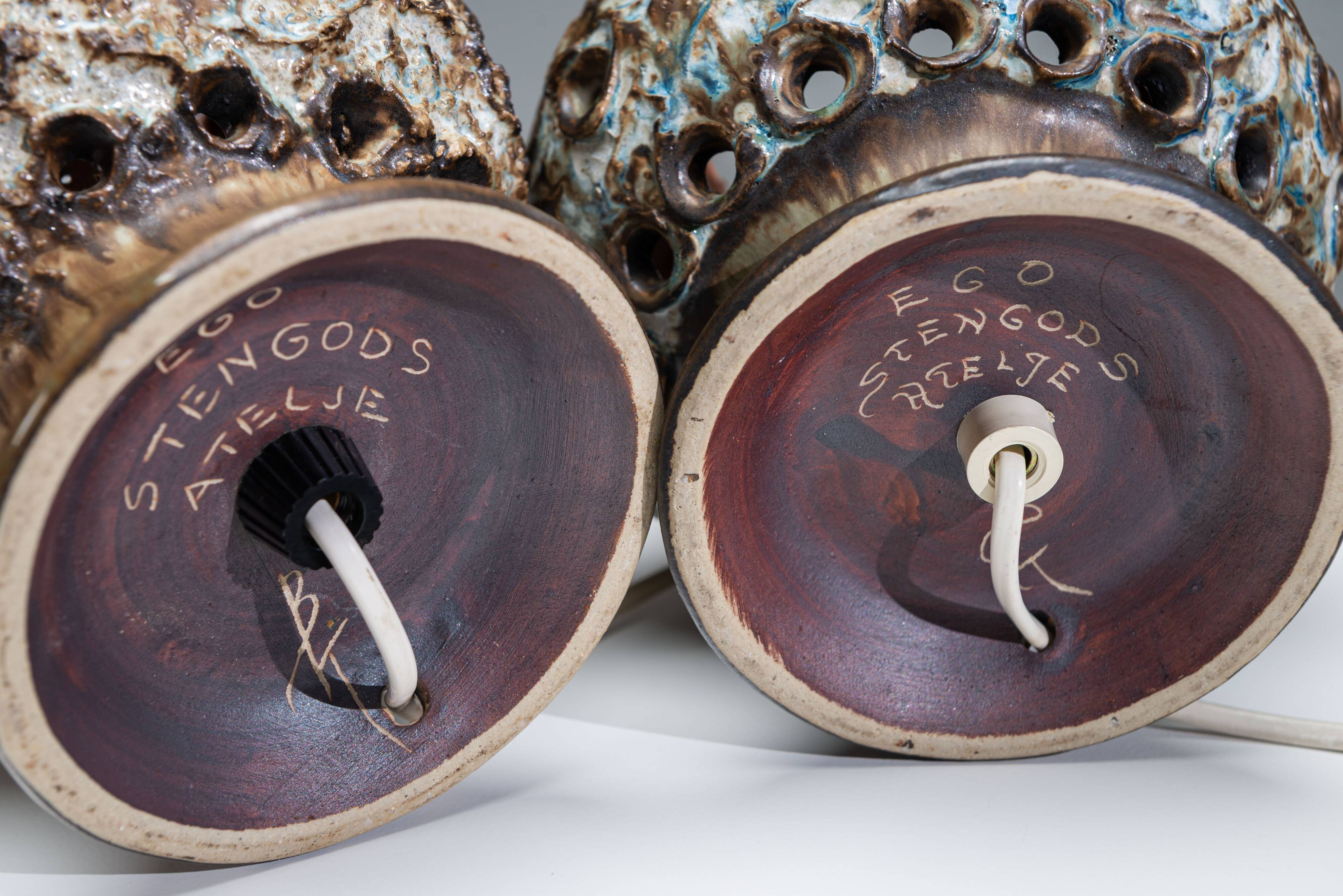 Pair of ceramic table lamps by Bruno Karlsson for EGO Stengods Atelje