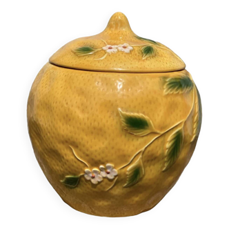 Pot couvert barbotine citron jaune