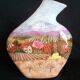 Vase Art Déco en grès, peint à la main d'un paysage champêtre