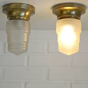 Original Art Deco Brass Sconces Pair of Ceiling Lights Antique  1920 / 1930