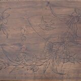 4 nesting tables in art nouveau wood with floral decor