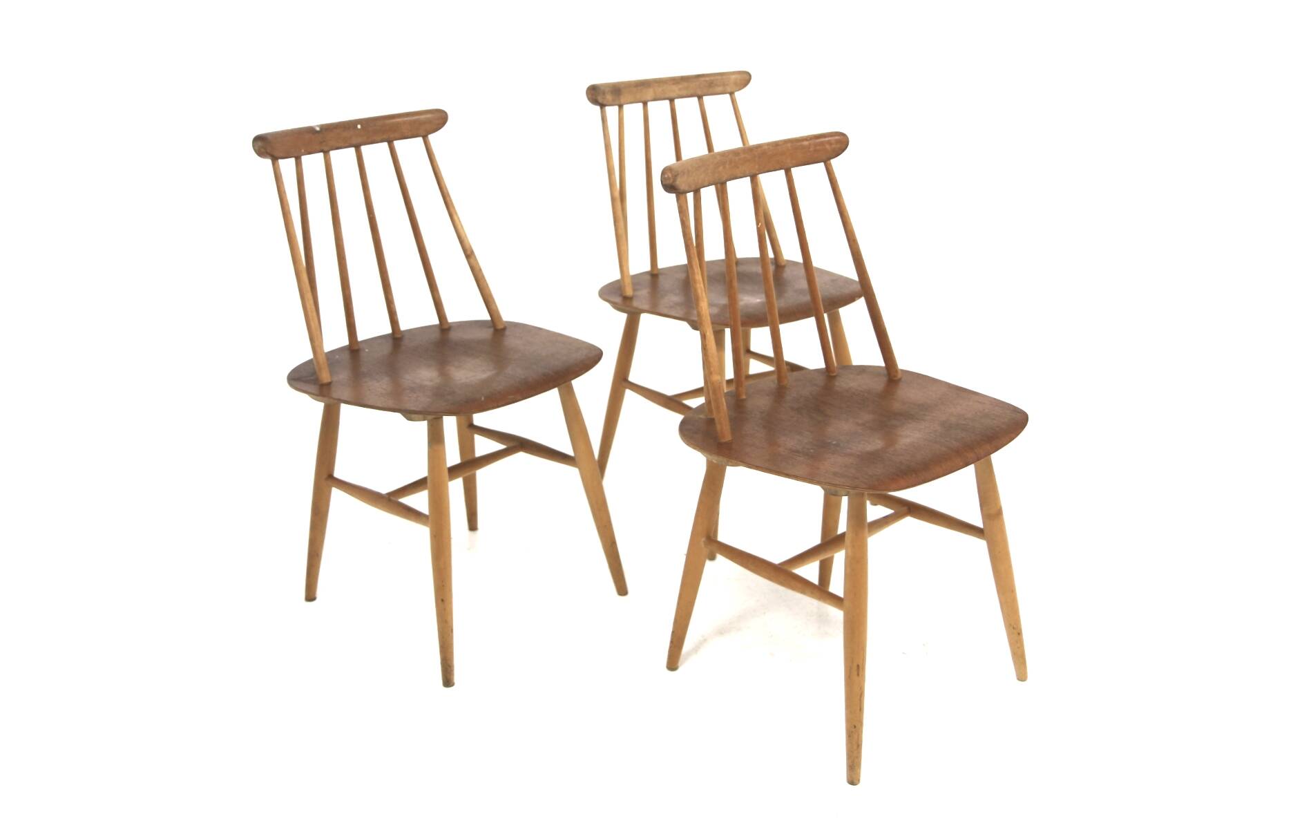 Set of 3 Scandinavian "Fanett" chairs by Ilmari Tapiovaara, Sweden, 1960