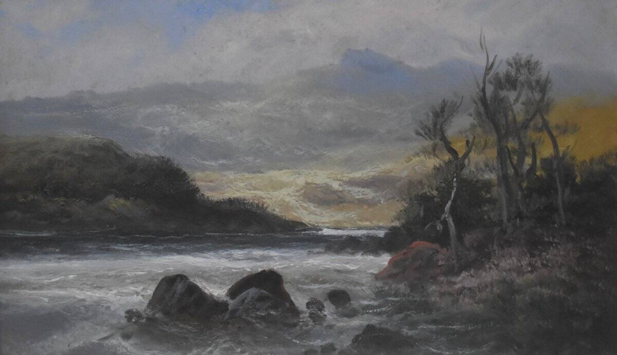 French school, late 19th century, Landscape by a river, oil on paper