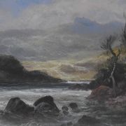 French school, late 19th century, Landscape by a river, oil on paper
