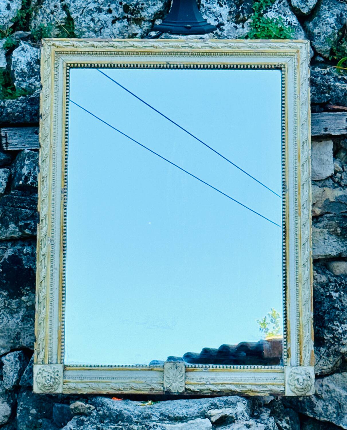 18th century painted wooden mirror
