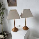 Pair of wicker table lamps from the 60s