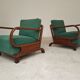 Paire de fauteuils Art déco vert par Jindrich Halabala, Prague 1930