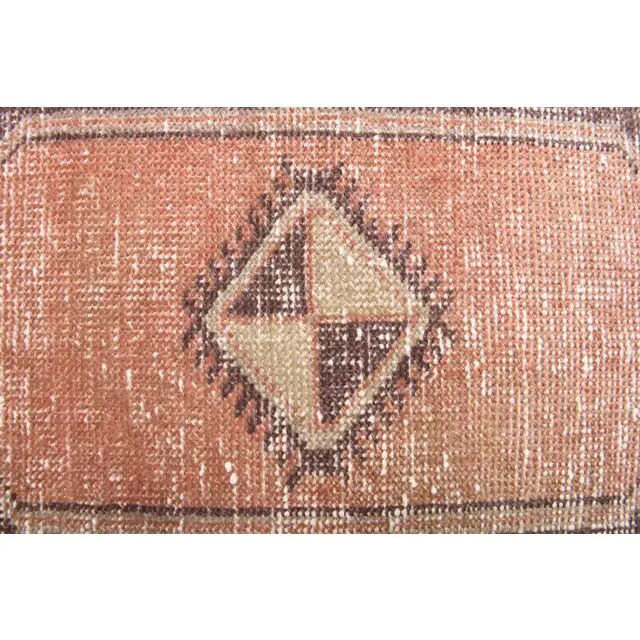 Vintage Turkish Hand-Knotted Wool Cotton Orange Runner 87x357