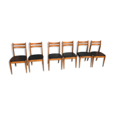 Set de 6 chaises scandinaves teck et Skaï