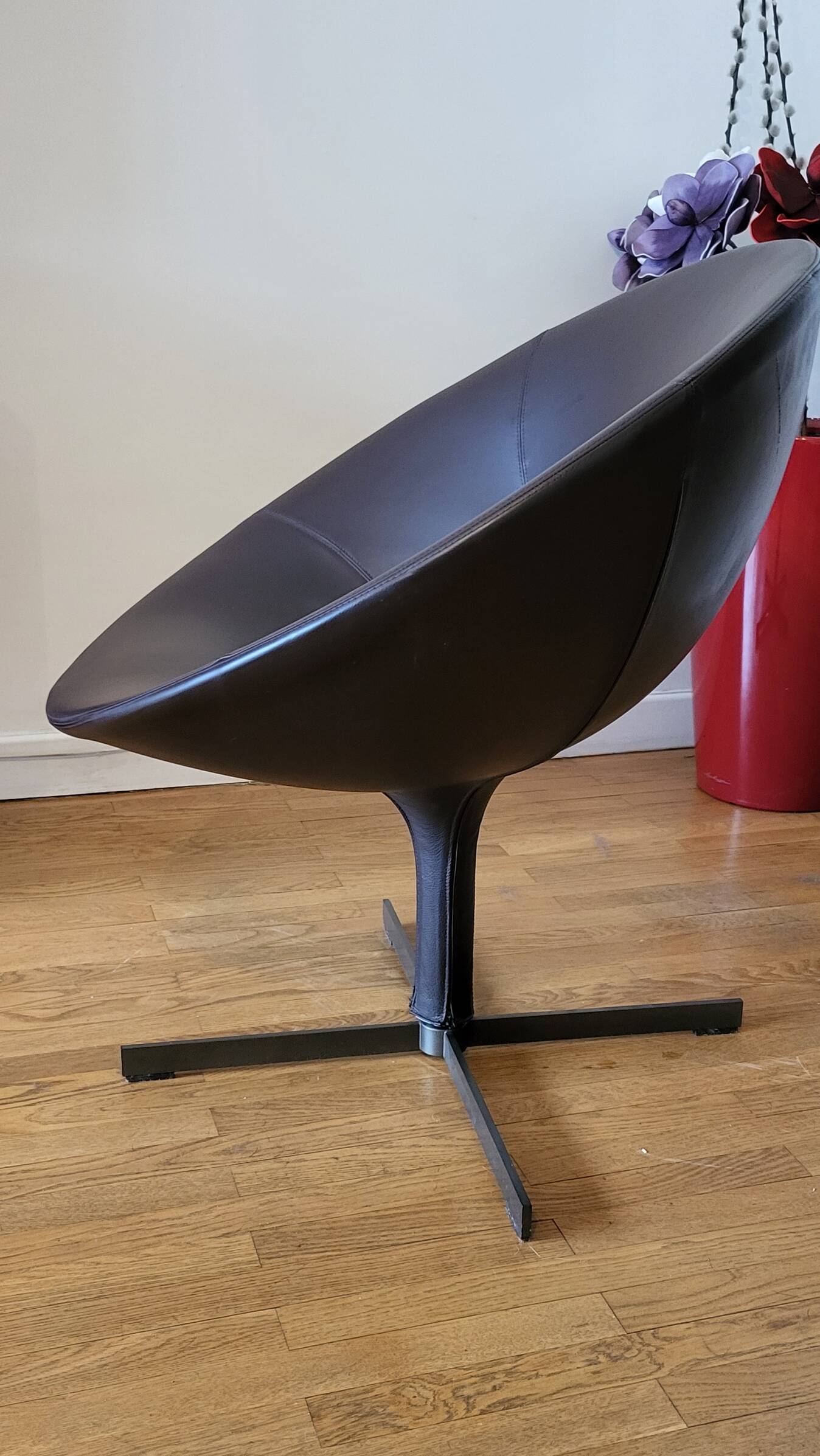 Christophe Pillet armchair by Zanotta in brown leather, modern Italy.