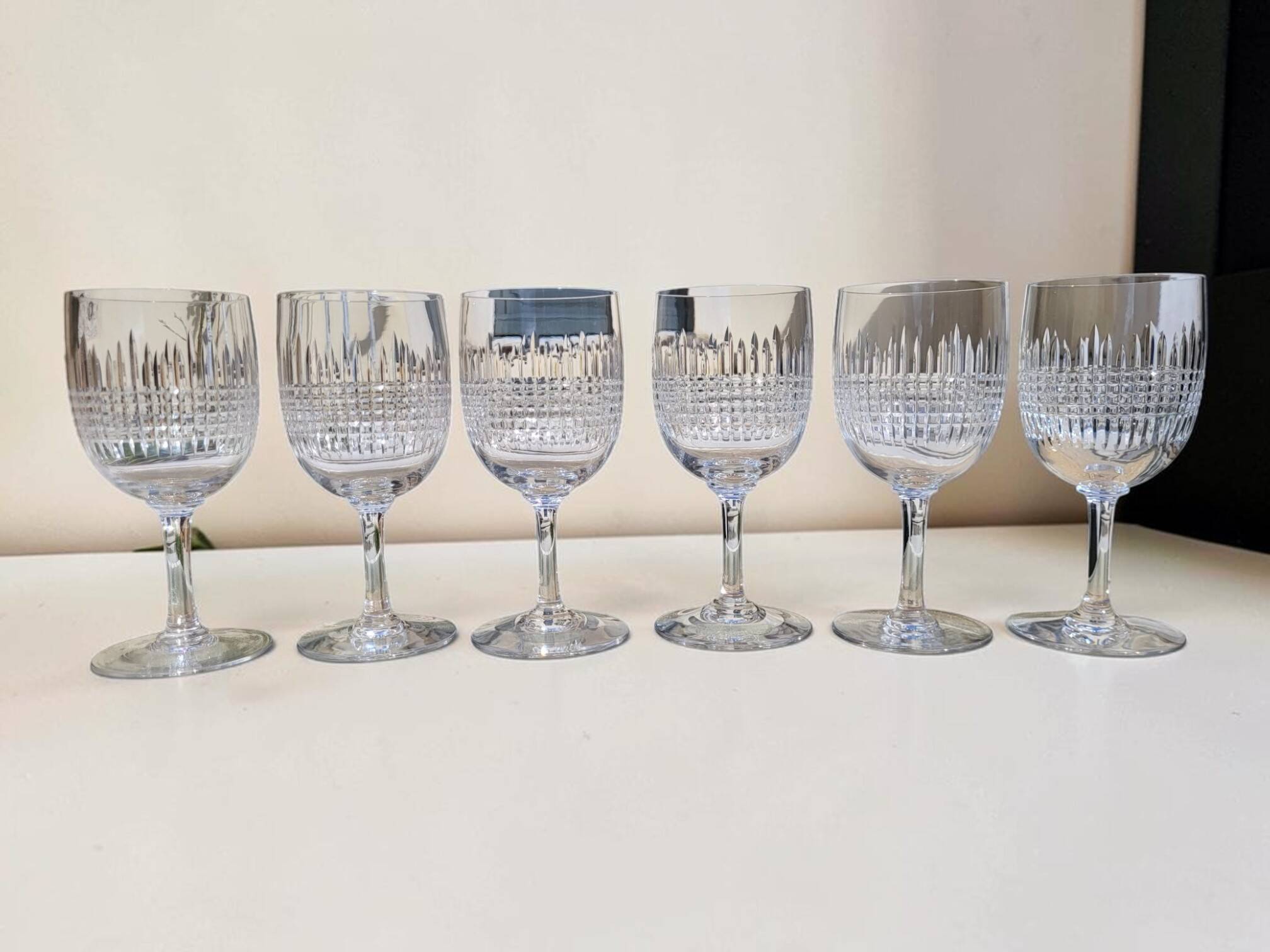 6 verres à eau en cristal Baccarat modèle Nancy