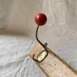 Vintage coat rack - double coat hook - red wooden balls