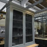 Bookcase sideboard with 2 bodies in gray patinated fir