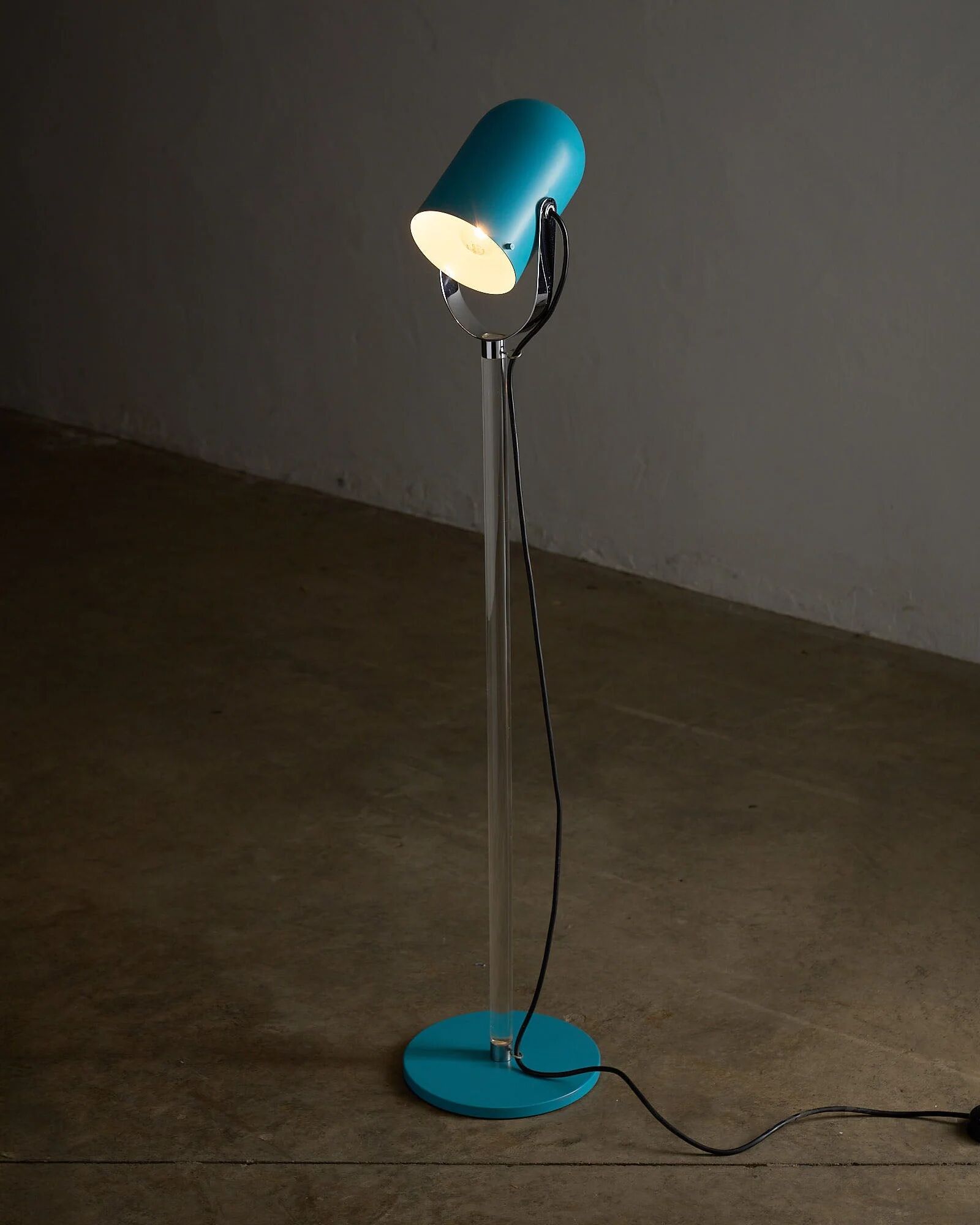Turquoise floor lamp with plexi stem by Cosack