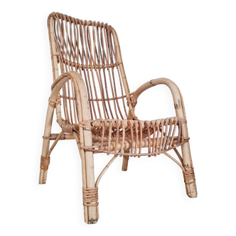 Old rattan armchair