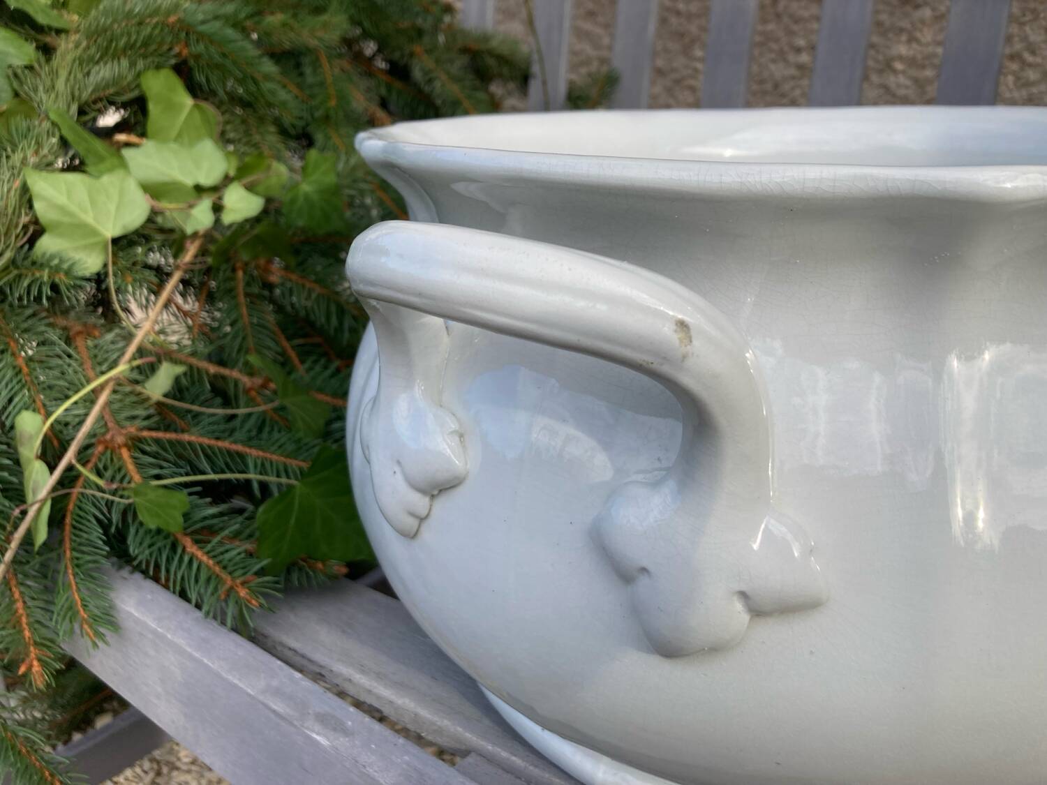 Antique Sarreguemines jardinière in porcelain