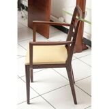 Paire de fauteuils bridge 1930 assise en cuir beige