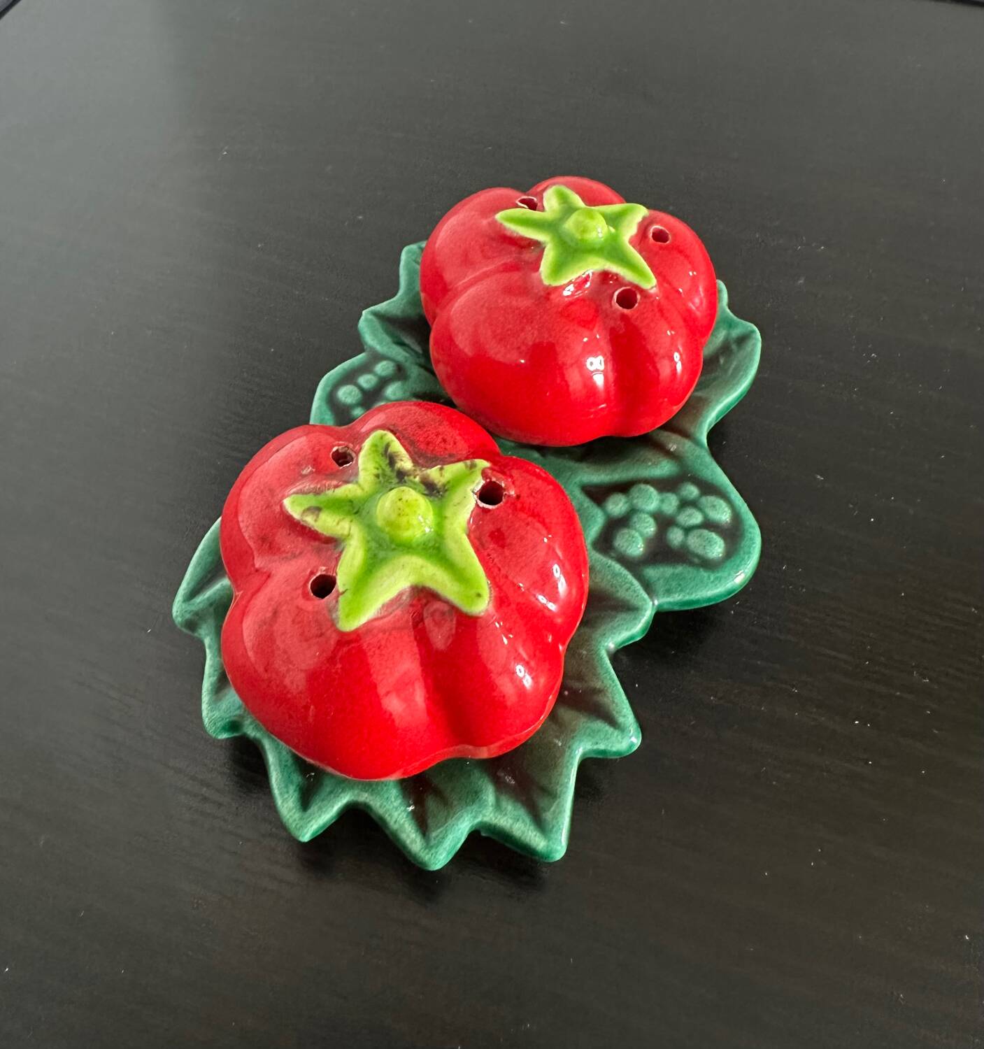 Tomato slushie, salt and pepper shakers
