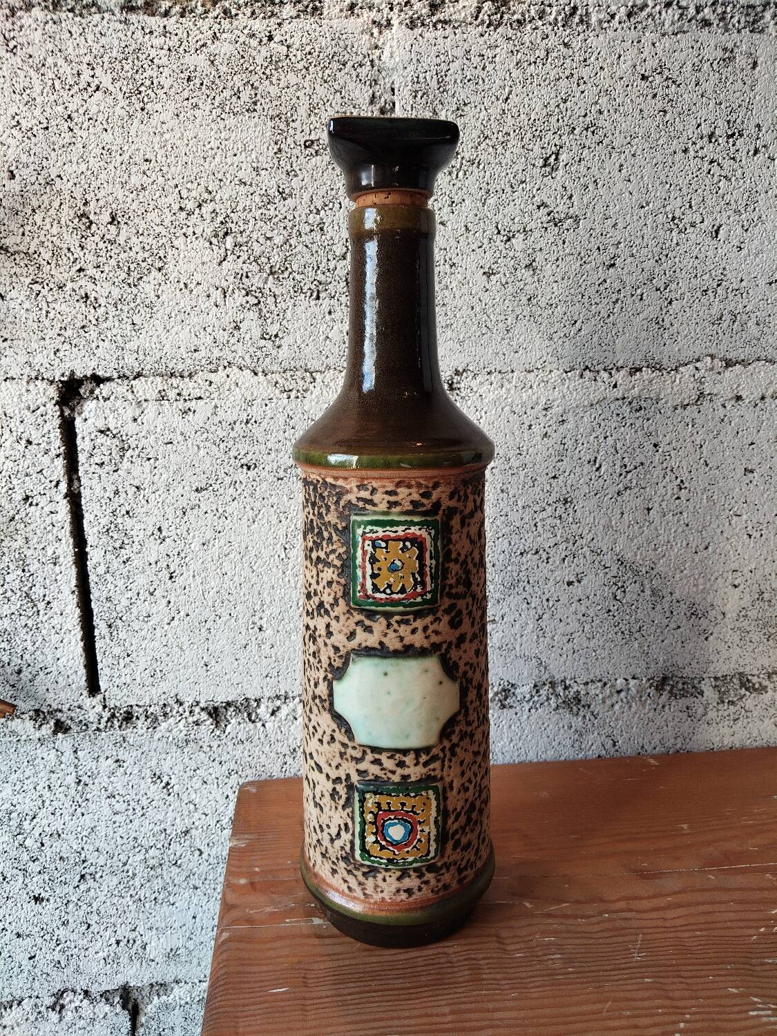 Large decorative bottle West Germany in ceramic – 1970s