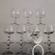 Set of 8 red wine glasses on crystal legs decorated with grapes and vine branches Luminarc