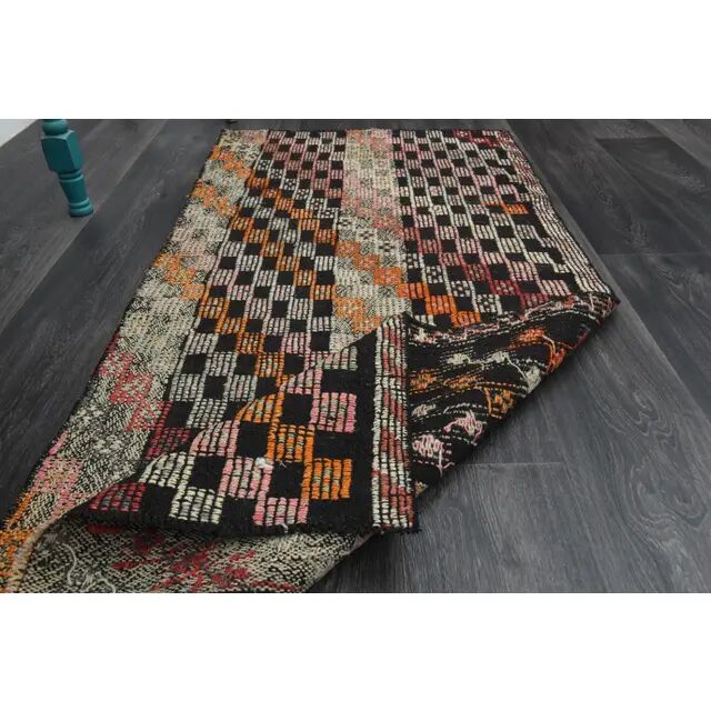 1970s Turkish Oushak Handmade Wool Cotton Brown Kilim Runner 81x172