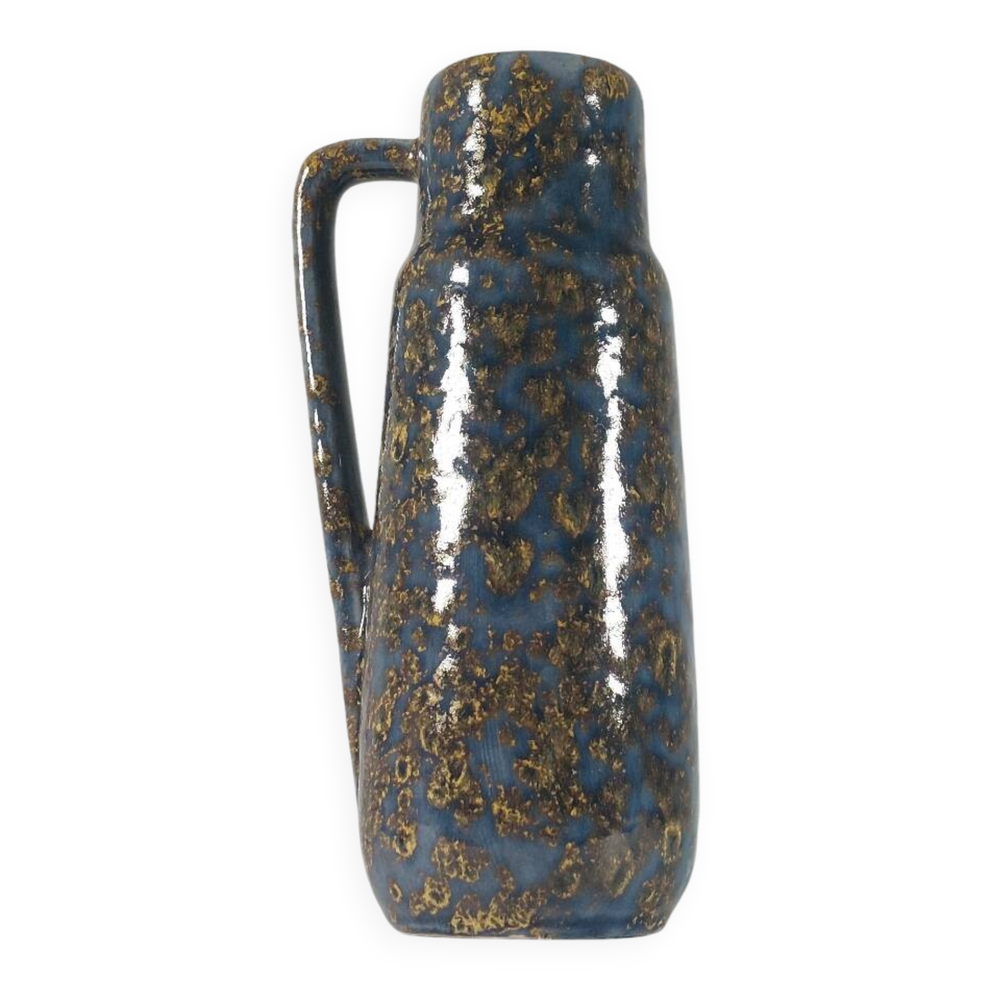 Vintage grey and gold ceramic vase from the 1950s, studio, West Germany.