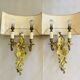 Louis XV gilt bronze wall lights from the 19th century with lampshades