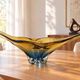 Vintage Art Glass Bowl, Hand Blown Murano Style, Yugoslavia 1960s, Large Centerpiece