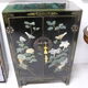 Chinese black laqué buffet 2 doors semi-precious stones on 3 sides