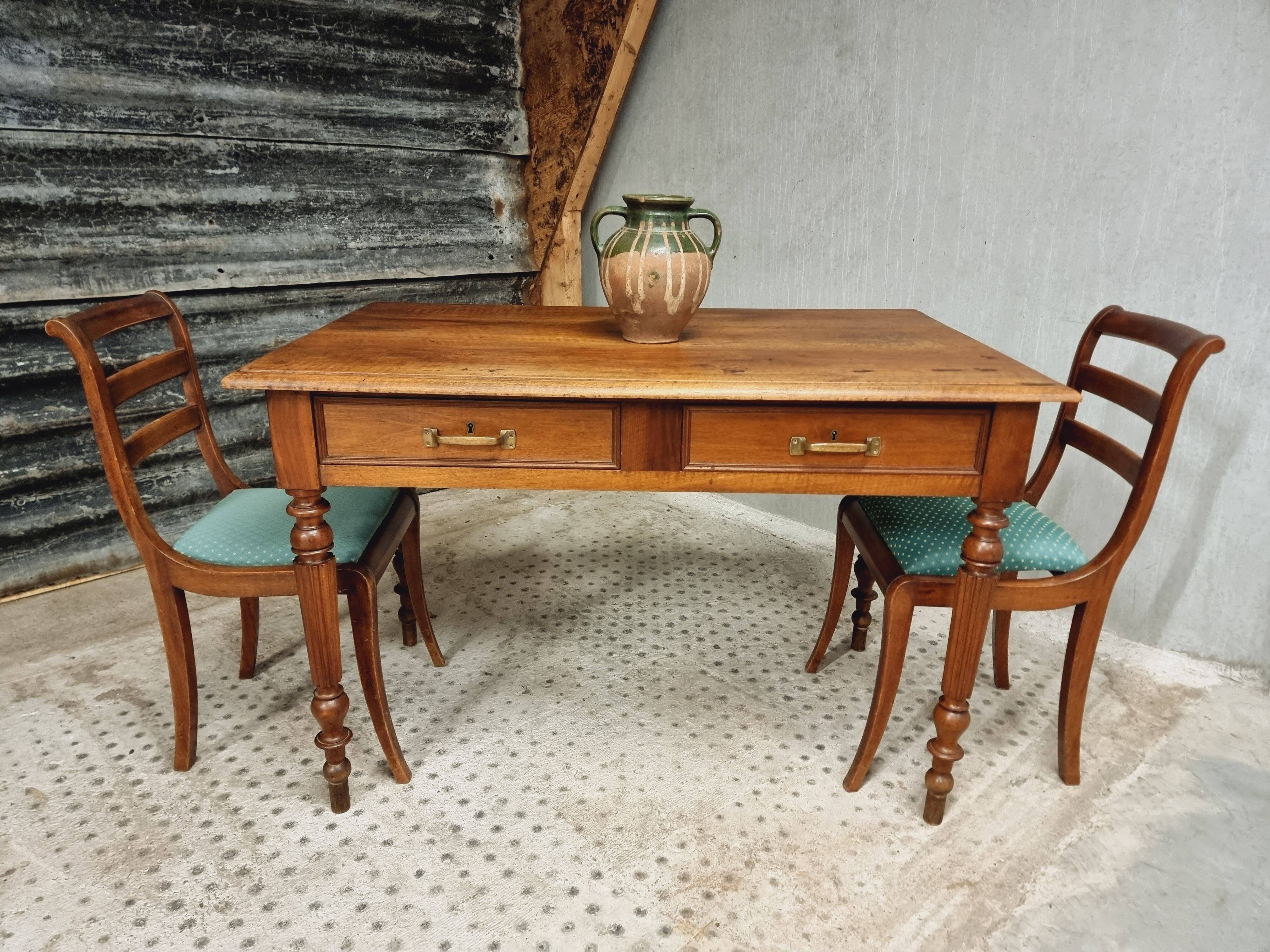 Antique table desk table dining table walnut 72x120 cm