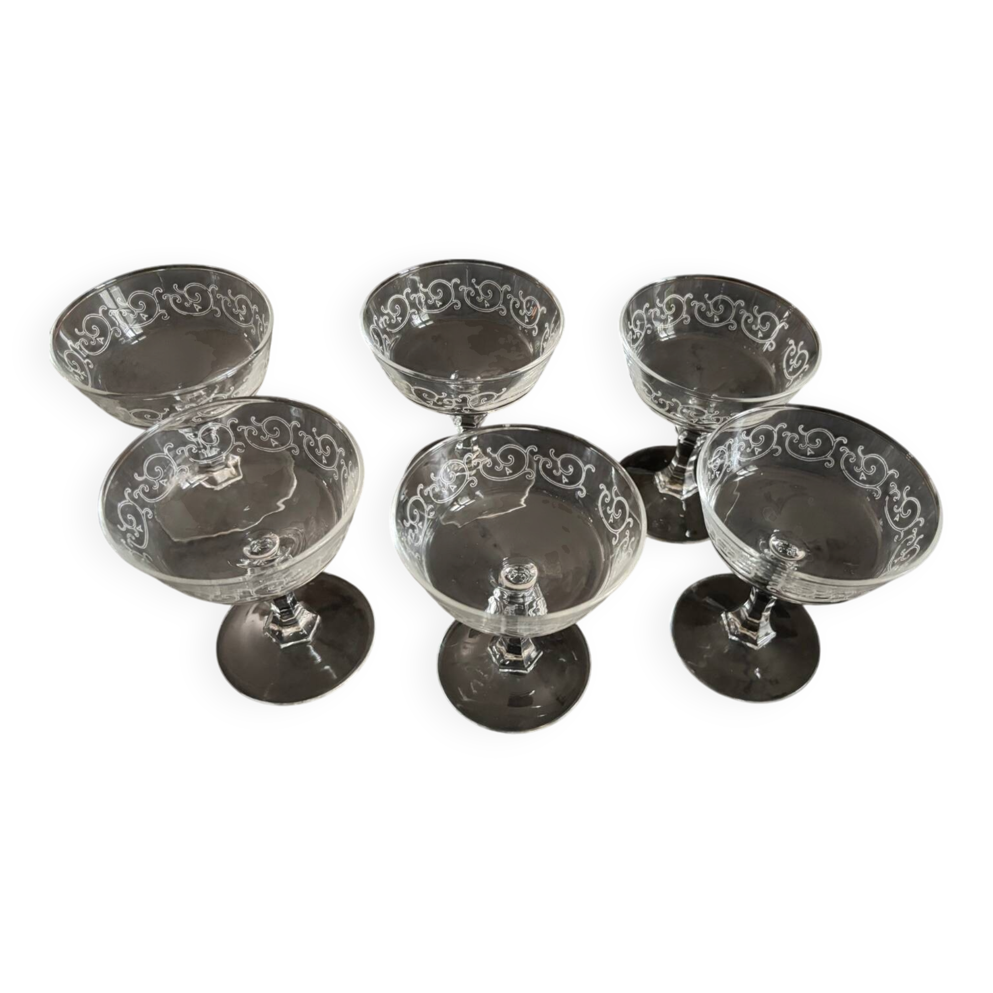 6 Art deco champagne glass France