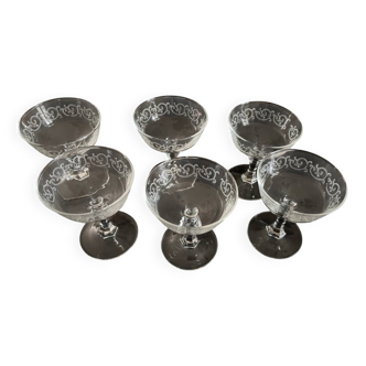 6 Art deco champagne glass France