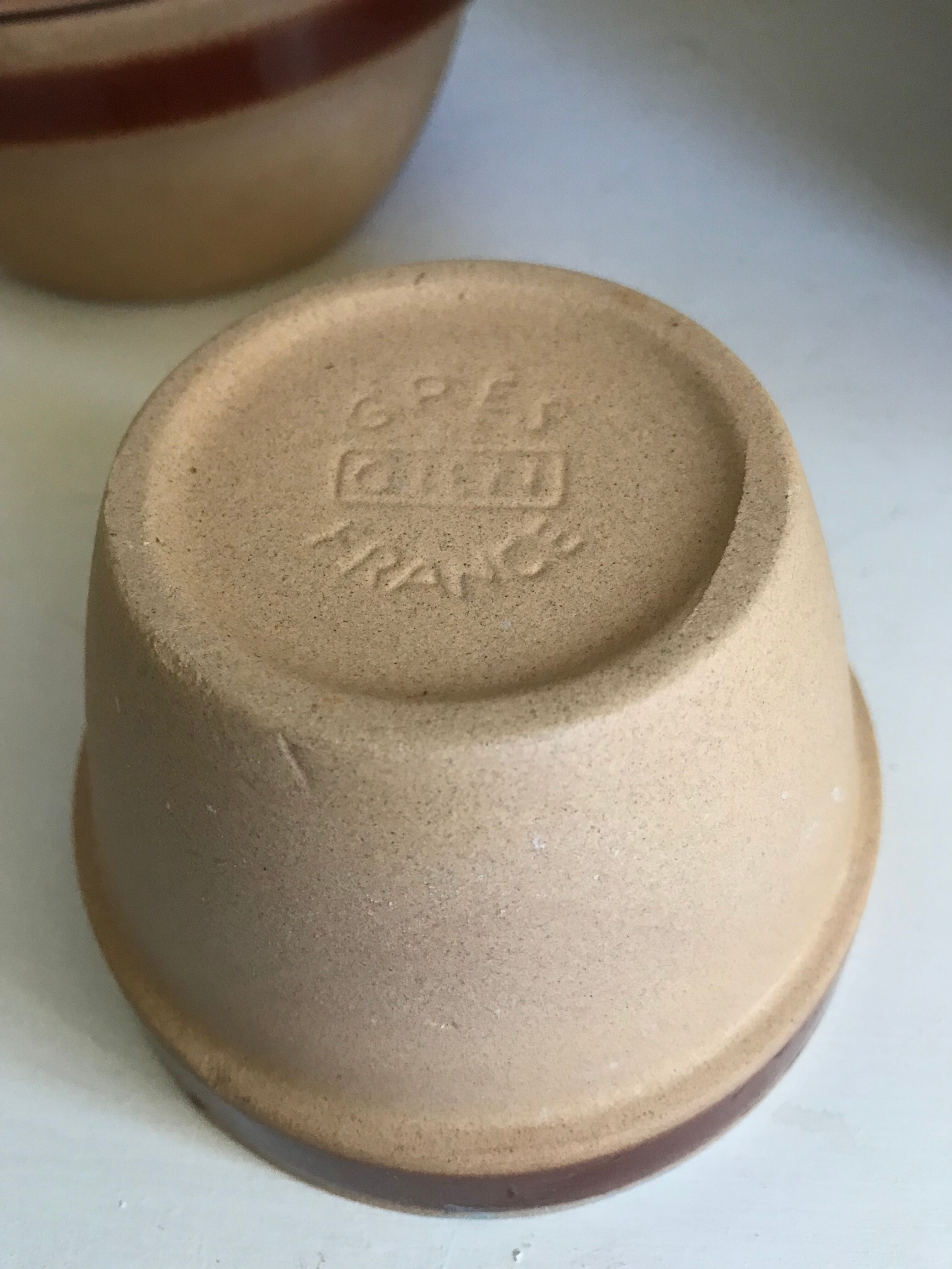 4l sandstone bowl and Gien bowls