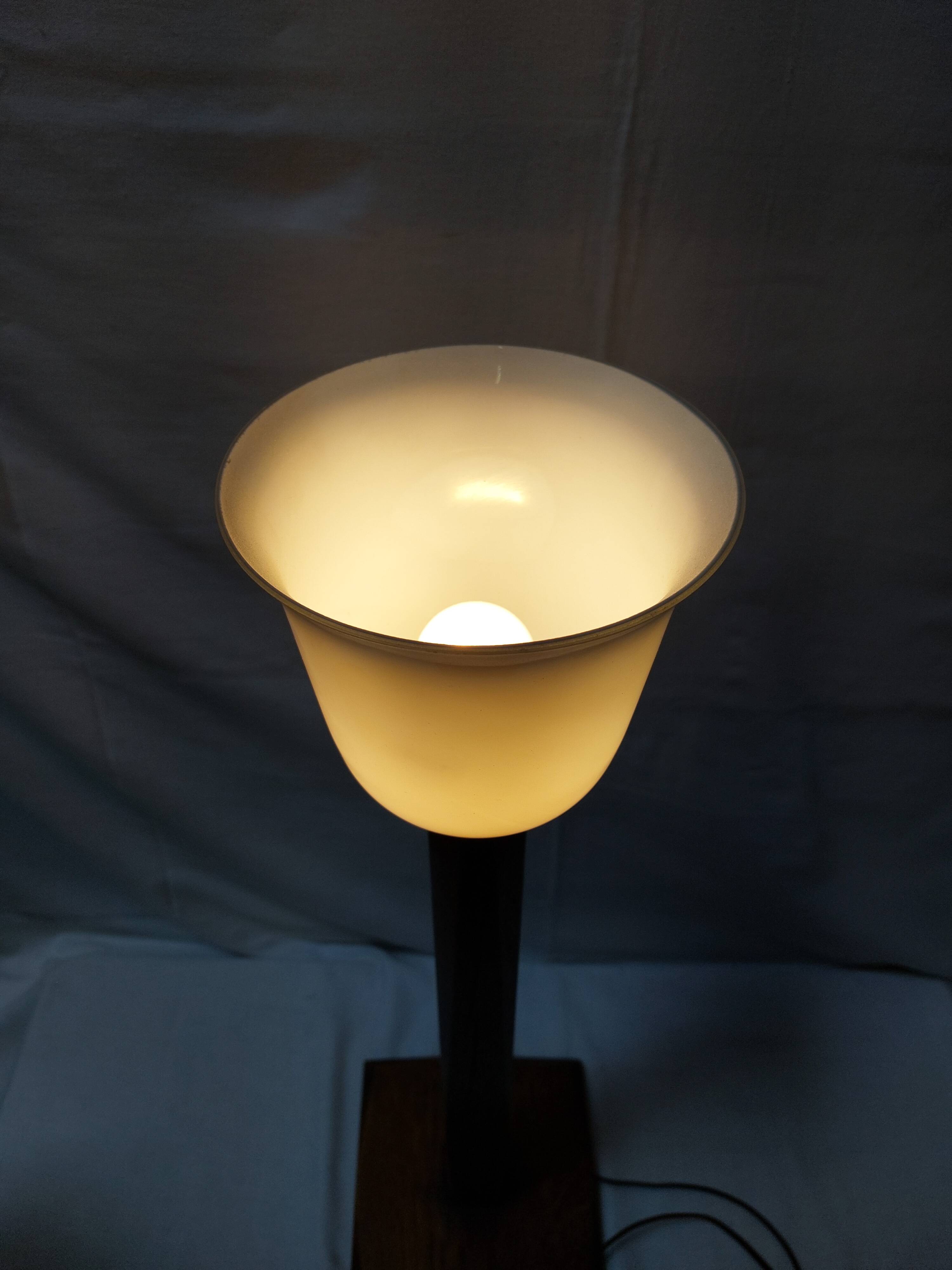 Old Art Deco table lamp 70 cm Mazda style in solid wood
