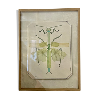 Glass frame watercolor mantis 1