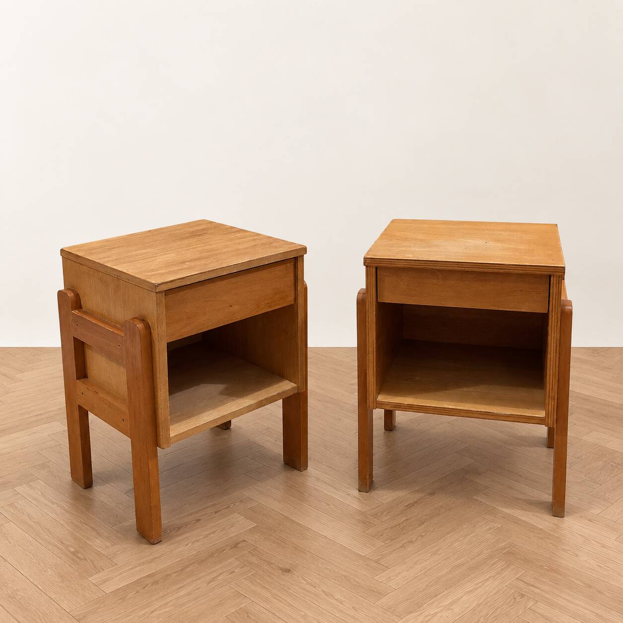 Pair of wooden bedside tables from the 1960s