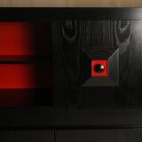 Brutalist Belgian buffet in black and red from the 1960s.