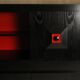 Brutalist Belgian buffet in black and red from the 1960s.