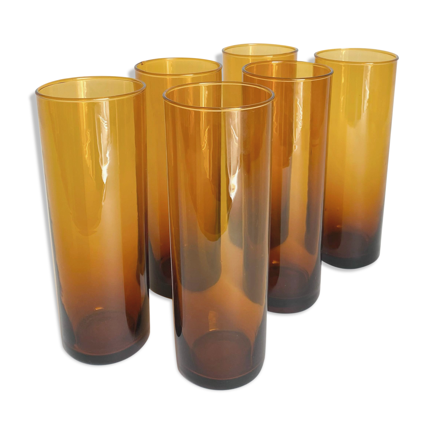 Set of 6 amber tube glasses