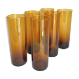 Set of 6 amber tube glasses