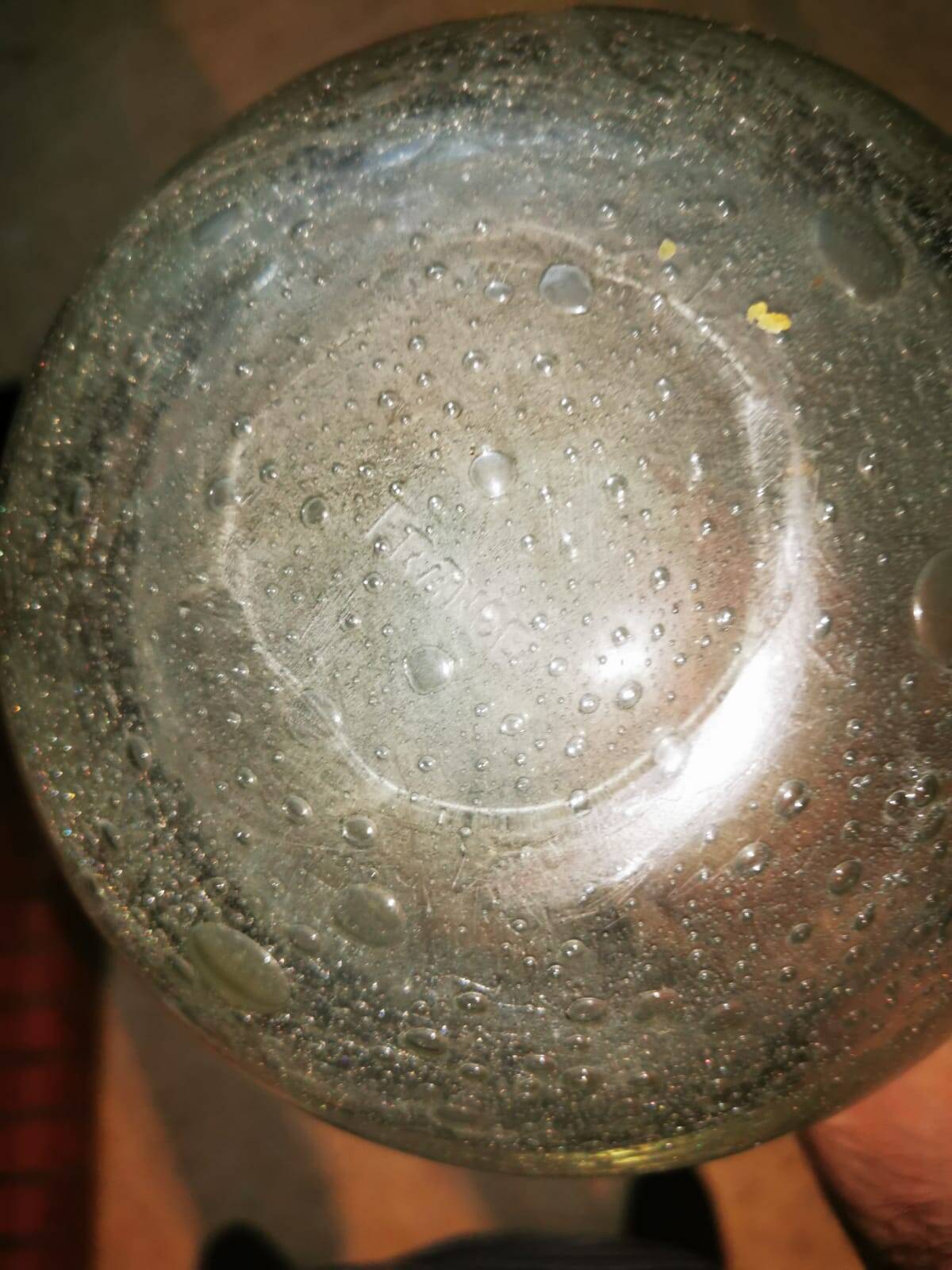 Vase in thick bubbled glass by SCHNEIDER, model by Robert-Henri Schneider.