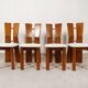 70's brutalist dining chairs in oak with bouclé fabric
