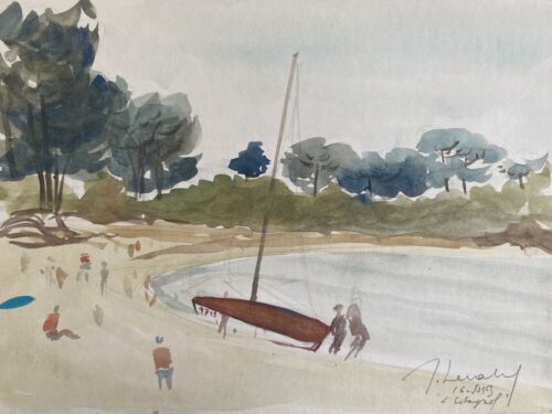 Table "estagnol beach" (var) jean-francois devaliere (1926-2021). biface