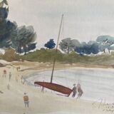 Table "estagnol beach" (var) jean-francois devaliere (1926-2021). biface