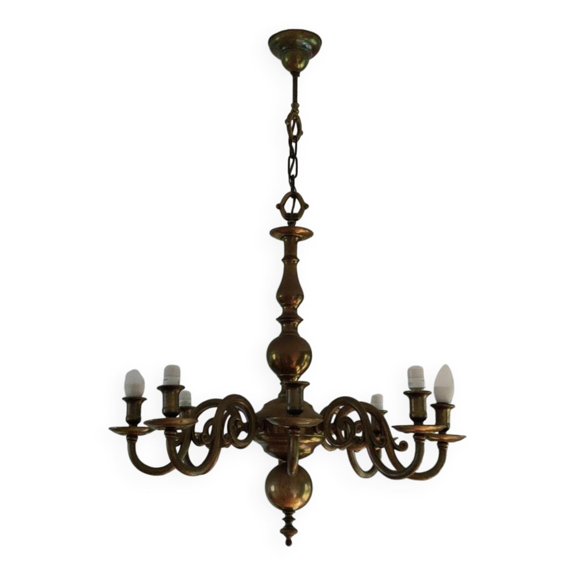 8-branch gilded bronze chandelier