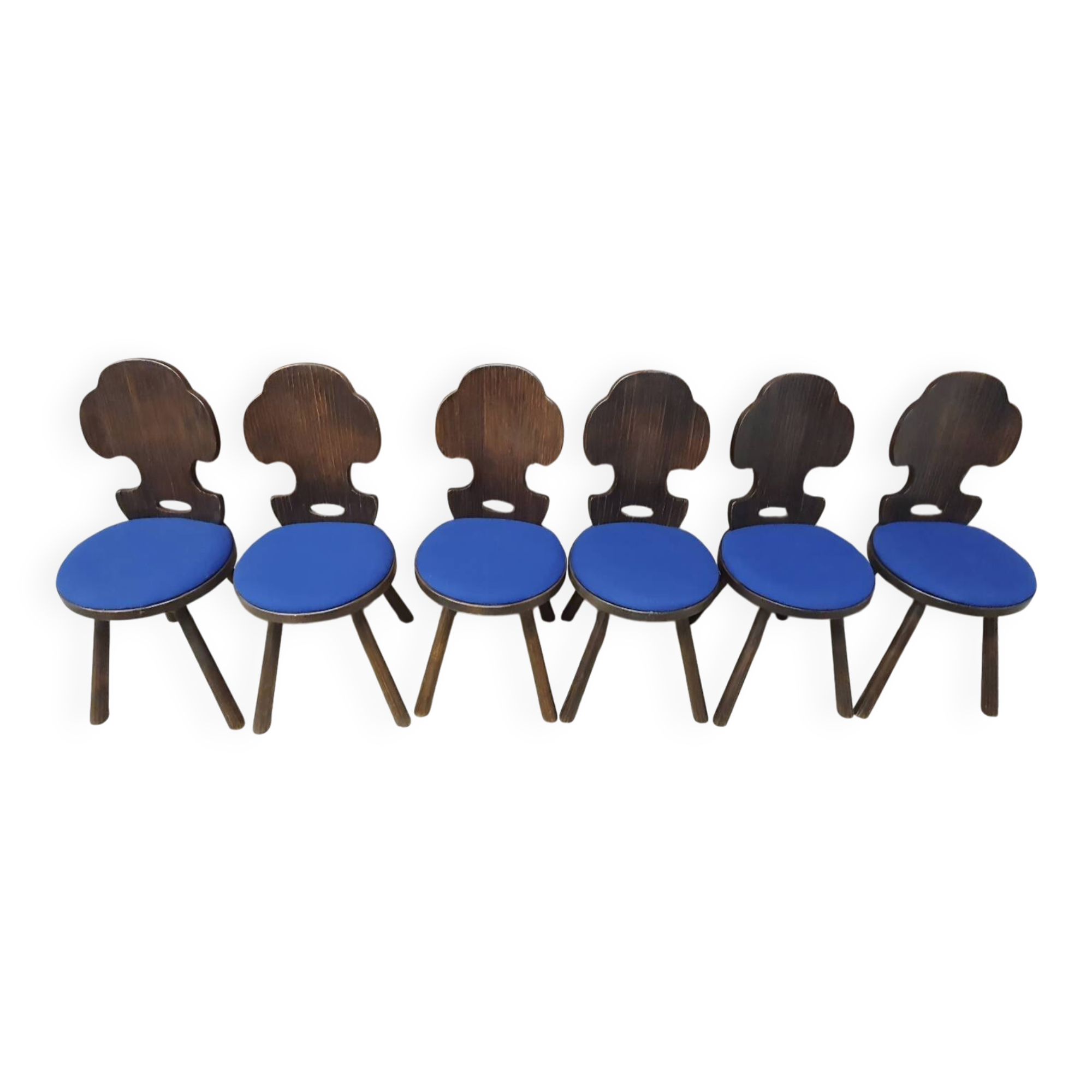 Lot of 6 vintage brutalist chairs from the 1970s.